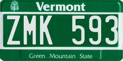 VT license plate ZMK593