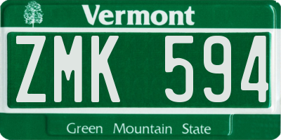 VT license plate ZMK594