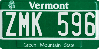 VT license plate ZMK596