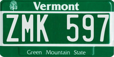 VT license plate ZMK597