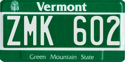 VT license plate ZMK602