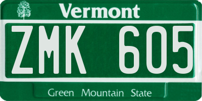 VT license plate ZMK605
