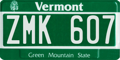 VT license plate ZMK607