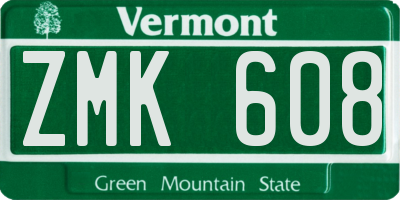 VT license plate ZMK608