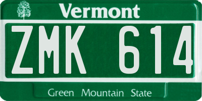 VT license plate ZMK614