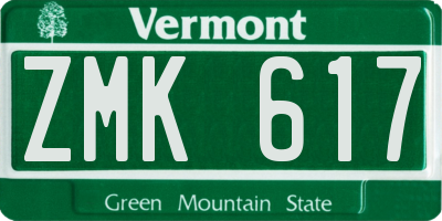 VT license plate ZMK617