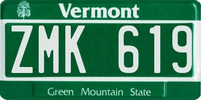 VT license plate ZMK619