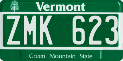 VT license plate ZMK623