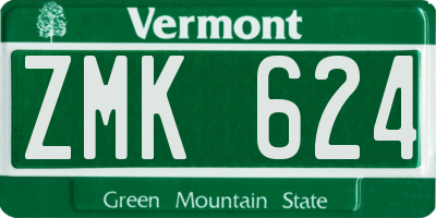 VT license plate ZMK624