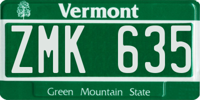 VT license plate ZMK635