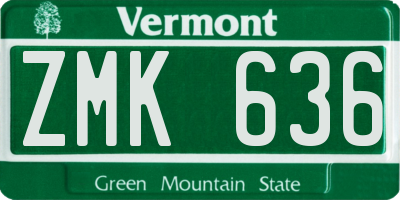VT license plate ZMK636