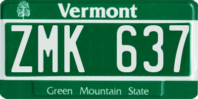 VT license plate ZMK637