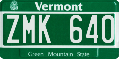 VT license plate ZMK640