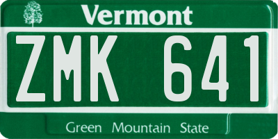 VT license plate ZMK641