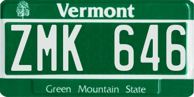 VT license plate ZMK646