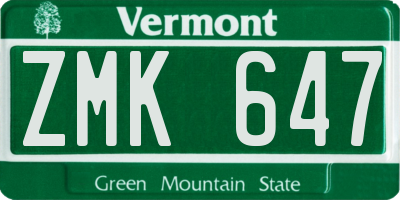 VT license plate ZMK647