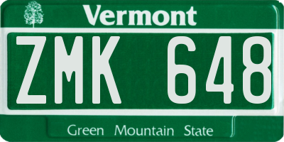 VT license plate ZMK648