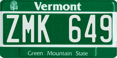 VT license plate ZMK649