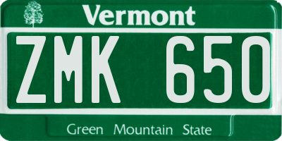 VT license plate ZMK650
