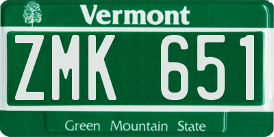 VT license plate ZMK651