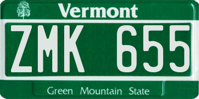 VT license plate ZMK655