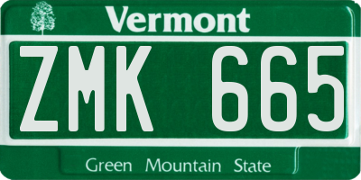 VT license plate ZMK665