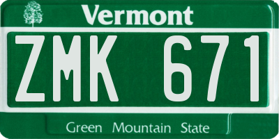 VT license plate ZMK671