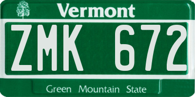VT license plate ZMK672