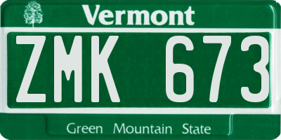 VT license plate ZMK673