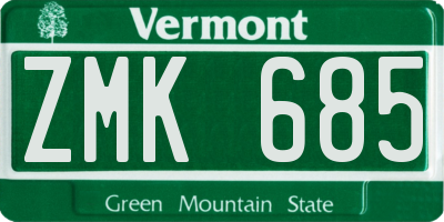 VT license plate ZMK685
