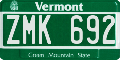 VT license plate ZMK692