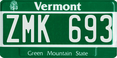 VT license plate ZMK693