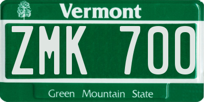 VT license plate ZMK700