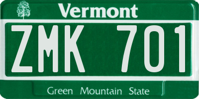 VT license plate ZMK701