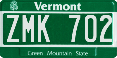 VT license plate ZMK702