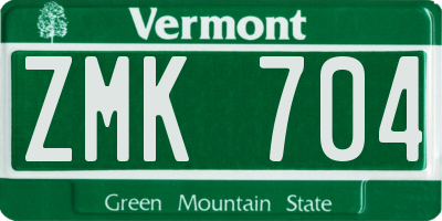 VT license plate ZMK704