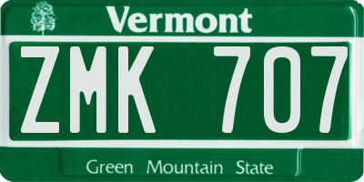 VT license plate ZMK707