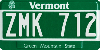 VT license plate ZMK712