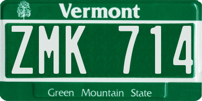 VT license plate ZMK714