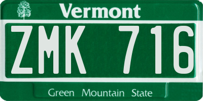 VT license plate ZMK716