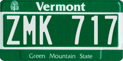 VT license plate ZMK717