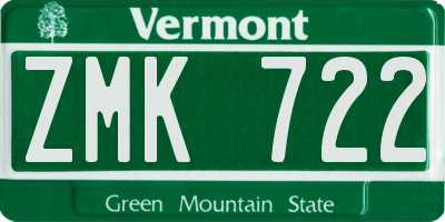 VT license plate ZMK722