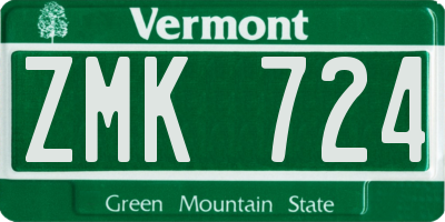 VT license plate ZMK724