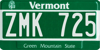 VT license plate ZMK725