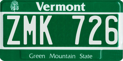 VT license plate ZMK726