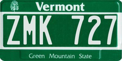 VT license plate ZMK727