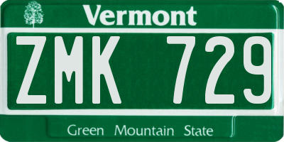 VT license plate ZMK729