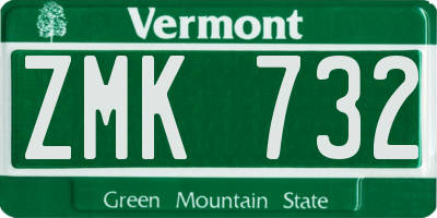 VT license plate ZMK732