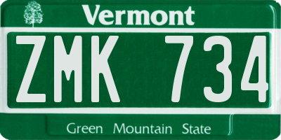 VT license plate ZMK734