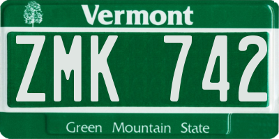 VT license plate ZMK742